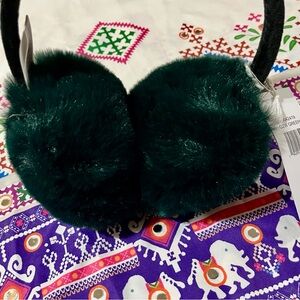 XIIX Faux Fur Earmuffs in Dark Green New with tags